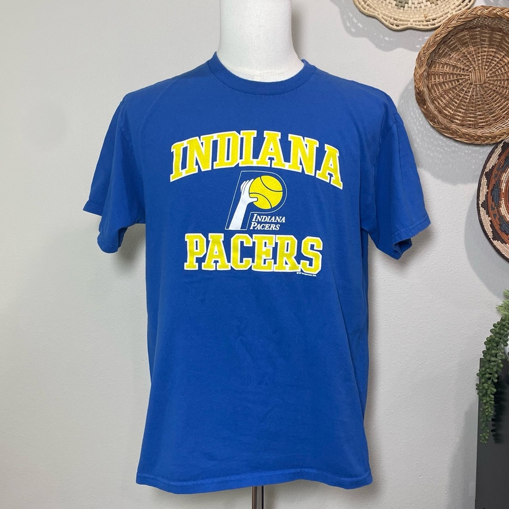 90's Indiana Pacers NBA Vintage T-Shirt Blue & Yellow Size Large
